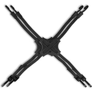Tack Strap 4-Way Bungee Cord w/ Black Rubber Pad Grip 2pk | TACK-BNGE-2PK-BLK