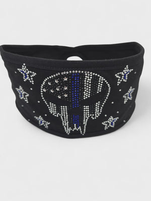 Police Punisher Lady Biker Pony Tail Bling Headwrap
