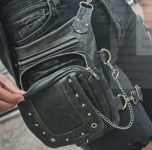 THIGH BAG GREY DISTRESS LEATHER CONCEAL