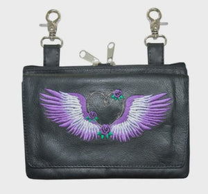 Ladies Premium Leather Clip on Bag - Black