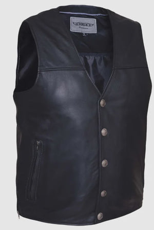 Mens Buffalo Nickel Snaps Premium Leather Vest