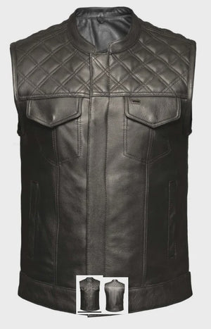 MENS PREMIUM BLACK DIAMOND STITCH CLUB VEST By Riders