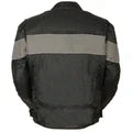 Men's Black/Grey Textile Moto Jacket with Grey Reflective Striping