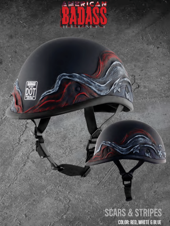 American Badass Scars and Stripes Biker Helmet With Interchangeable Li – Riders Biker Supply -online