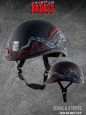 American Badass Scars and Stripes Biker Helmet With Interchangeable Liner