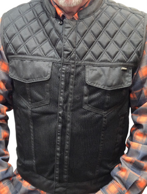 The "Bandera" Diamond Mesh MC Vest for Summer in All Black