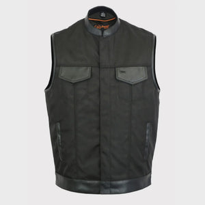 Men’s Club Cut Textile w/Leather Trim Vest