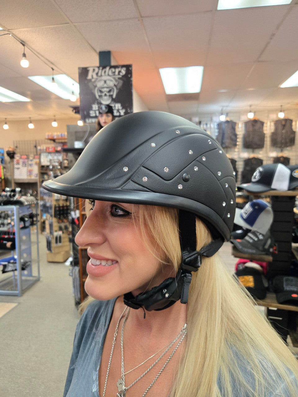 female motorcycle half helmet Polo DOT Approved Lady Rider Meets or Exceeds FMVSS No 218 Certified / DOT Standards HJC IS-Cruiser Fior Women's Helmet