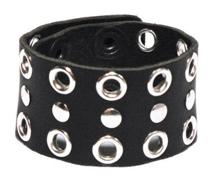 LEATHER BIKER GROMMET & STUD WRISTBAND