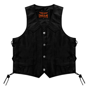 Kids Regular Vest with Side Laces Premium Cowhide Leather