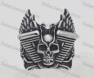 V-TWIN FLAME SKULL RING