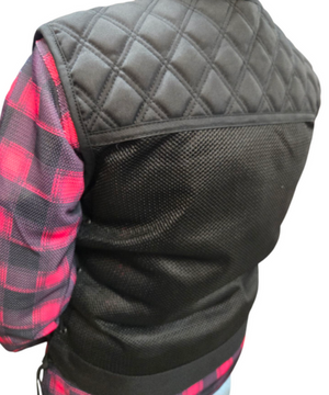 Ladies "FRIO" Black Stitch Diamond Mesh MC Vest for Summer