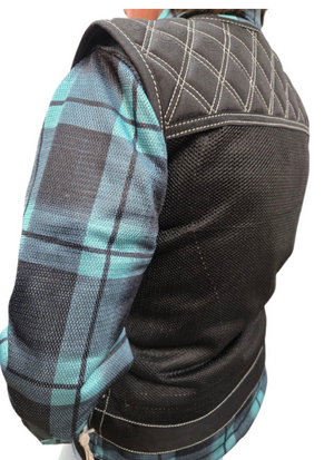 Ladies "FRIO" Silver Stitch Diamond Mesh MC Vest for Summer