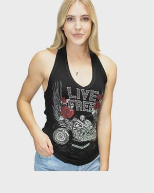 Ladies Skeleton Bike Live Free Tee
