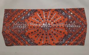 Marie's Headbands-Paisley Orange & Black