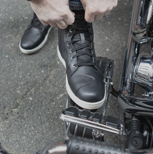 Men's Black Waterproof Leather Street Riding Shoes