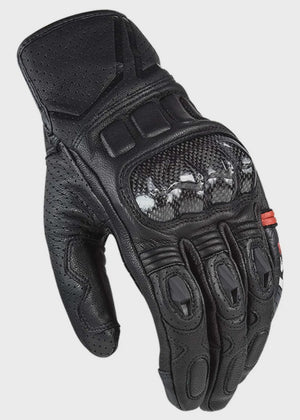 Men's Black Spark Full-Finger Motorcycle Leather Sport Gloves By LS2