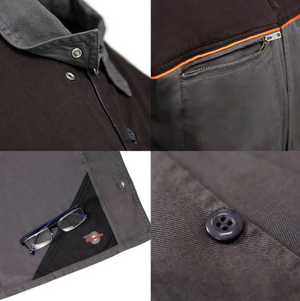 Twill Work Shirt Grey Black Orange Classic 100% Cotton w/ Microfiber Panel