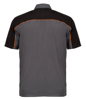 Twill Work Shirt Grey Black Orange Classic 100% Cotton w/ Microfiber Panel