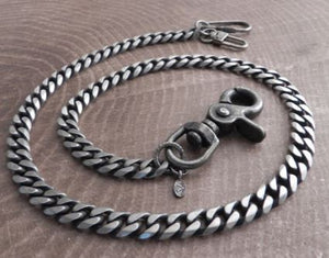 CUBAN LEASH DISTRESSED WALLET CHAIN-STEEL STAINLESS