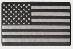 Blk American Flag Embroidered Patch - 10x6.25 inch
