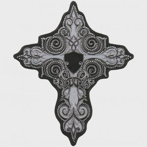 Rhinestone White Cross Patch 4" x 5" Patch