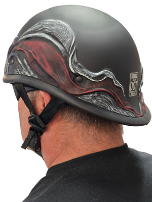 badass motorcycle helmet skull Born to Ride DOT Cap Half Shell Matte Black American Legend Rider Custom Designed And May Vary In Color Or Composition American Badass Scars and Stripes