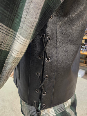 Men's Biker Vest with Square Bottom & V-Neck with Easy Access Conceal Pockets