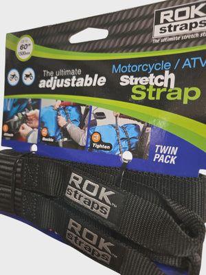 Black-Motorcycle Stretch Strap-Twin Pack 60"x1"