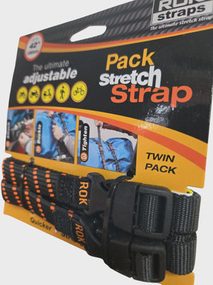 Black/Orange-Pack Stretch Strap-Twin Pack 42"x5/8"