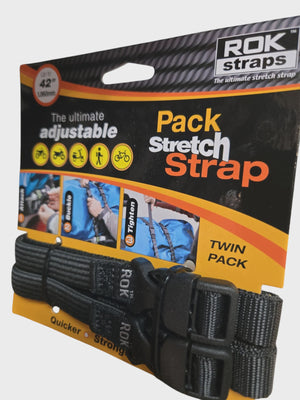 Black-Pack Stretch Strap-Twin Pack 42"x5/8"