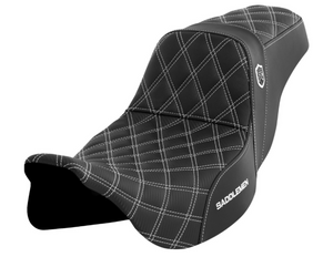 SDC White Stitch Touring Seat Full Silver Lattice Stitch