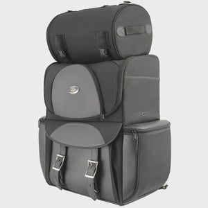 Black Large Textile Two Piece Deluxe Sissy Bar Bag