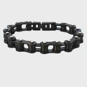 Gunmetal Silver 3/4" Wide Double Link Motorcycle Chain Bracelet