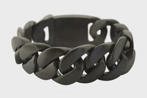 Gunmetal Bracelet Stainless Steel 1" Wide BRUSHED Cuban Link
