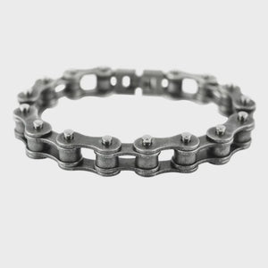 Antiqued Worn Look 1/2" Wide Bike Chain Bracelet