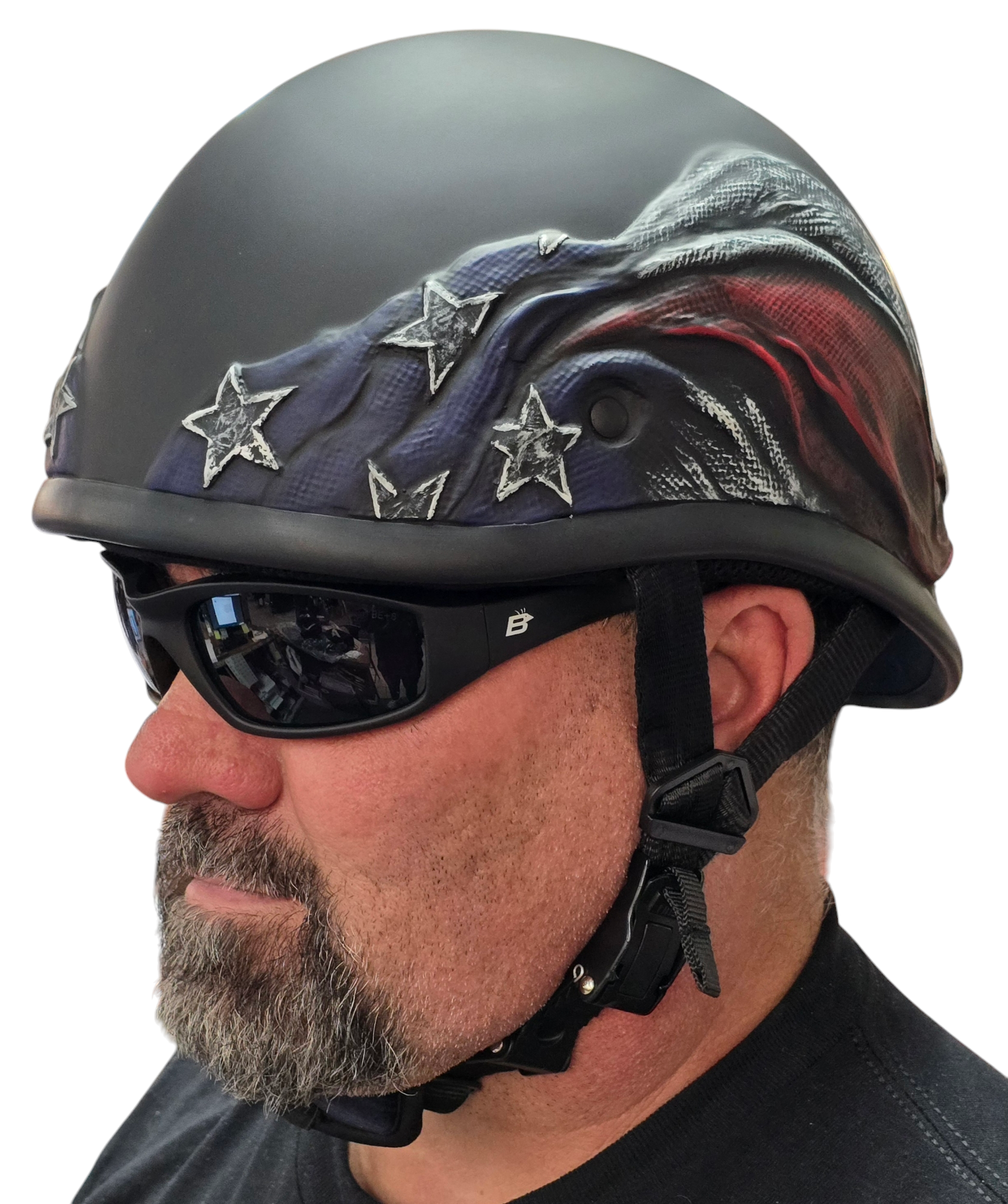 American Badass Scars and Stripes Biker Helmet With Interchangeable Liner M