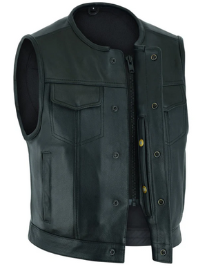 Premium Short Cut Naked Leather Club Style Vest