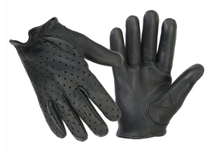 Short Cuff Full Perforated Back Goat Skin Riding Glove