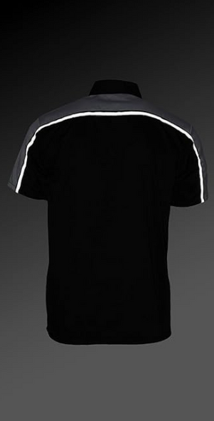 Men's Black and Grey Button Up Mechanic Shirt w/Reflective Stripe