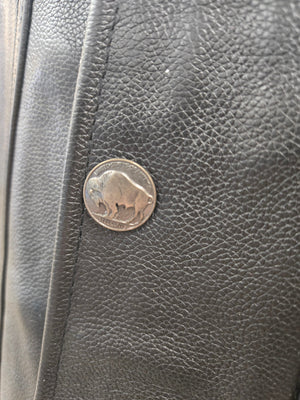 Men's Black Buffalo Nickel Snap Motorcycle Vest
