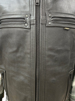 Popular Club Zipper Front with Lace Leather Vest