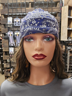 Marie's Headbands-Navy Blue Paisley