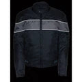 Men's Black/Grey Textile Moto Jacket with Grey Reflective Striping