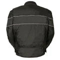 Men's Black Textile Vented Moto Jacket with Reflective Piping