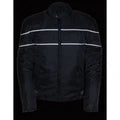 Men's Black Textile Vented Moto Jacket with Reflective Piping