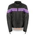 Ladies Lightweight Black and Purple Textile Jacket with Reflective Piping