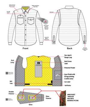 Mens Kevlar Summer Mesh Protective Riding Shirt.