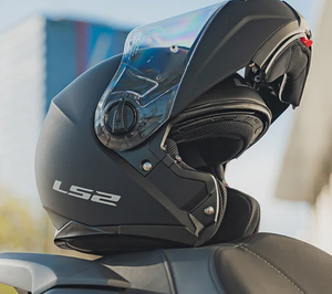 LS2 STROBE II Matte Black Solid Modular Helmet w/ Sunshield
