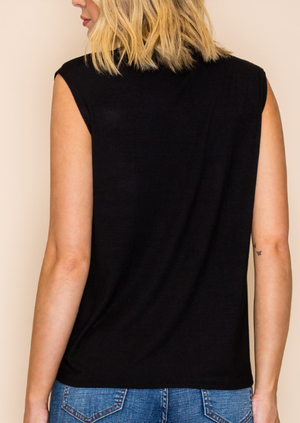 Biker Club Printed Jersey Tank Top w/ Cut out Neck Detail